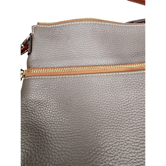 Dooney Bourke Pebble Leather Handbag Shoulder Bag‎ Gray Brown Trim - Picture 10 of 13